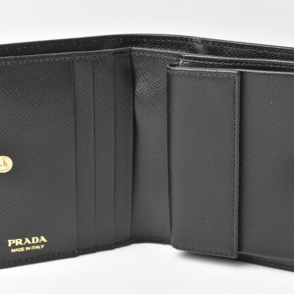 PRADA Folding Wallet 1MV204 SAFFIANO Lip Motif NERO Black Outlet - Picture 4 of 10